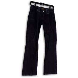 Womens Blue Dark Wash Denim Pockets Stretch Regular Fit Bootcut Jeans Size 2