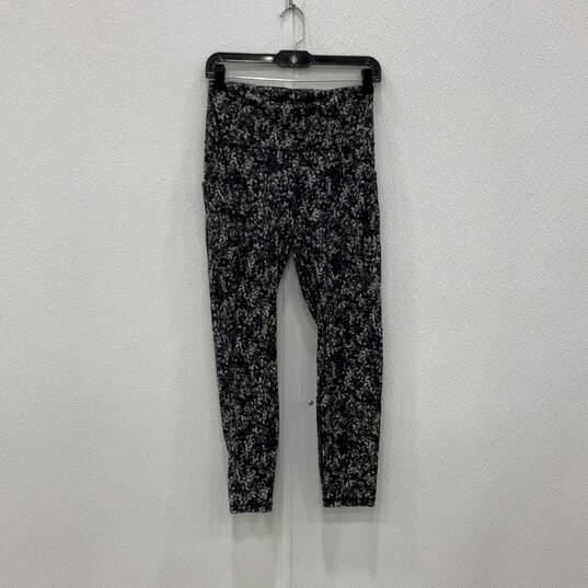 Womens Black Gray Floral Elastic Waist Pull-On Ankle Leggings Size 8 image number 1