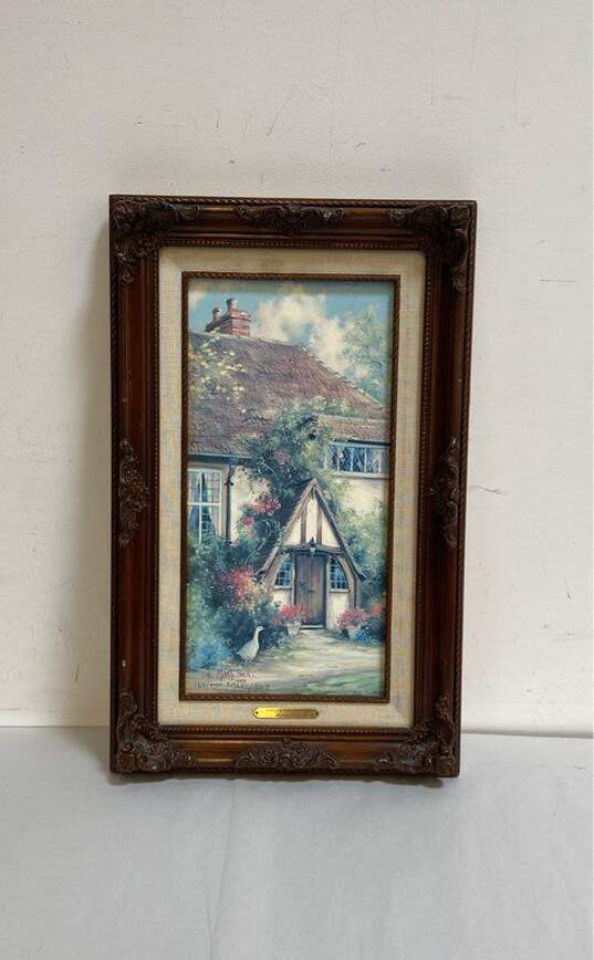 Byfleet Cottage Print Pastel by Marty Bell Signed. Farmhouse Matted & Framed image number 1
