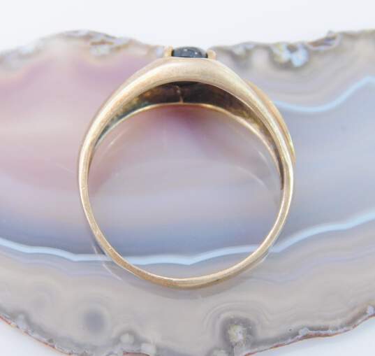 Vintage 10K Yellow Brushed & Polished Gold Star Sapphire Diamond Accent Ring 3.6g image number 2