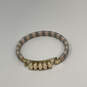 Designer J. Crew Gold-Tone Ivory Crystal Leaf Cut Stone Bangle Bracelet image number 2