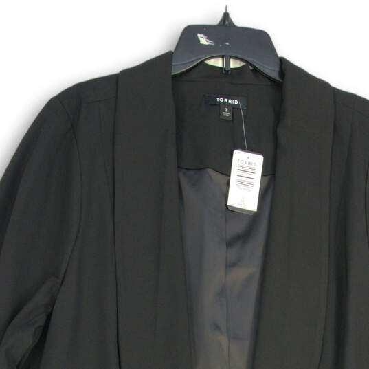 NWT Womens Black Long Sleeve Shawl Collar Welt Pocket Open Front Blazer Size 3 image number 3