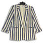 Womens Blue White Striped Long Sleeve Open Front Jacket Size Small image number 1