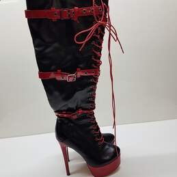 Platform Lace-Up High Heel Stiletto Over The Knee Boots Sz 10