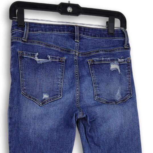 Womens Blue Distressed Denim 5-Pocket Design Straight Leg Jeans Size 26 image number 4