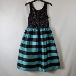 Anthropologie Women's Black/Blue Striped Dress SZ 10 NWT alternative image