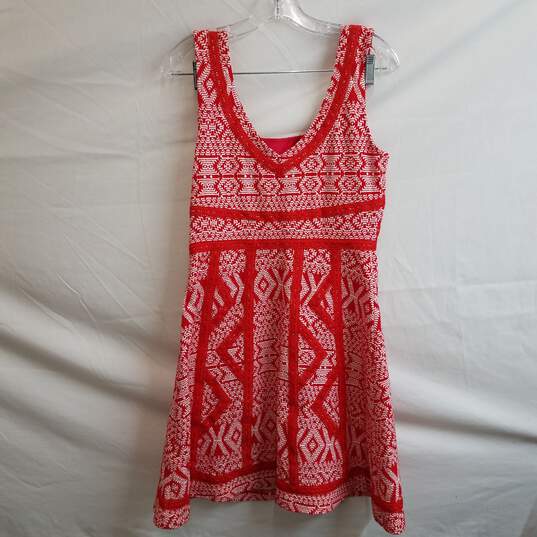 Boden red embroidered sleeveless fit and flare dress 10 image number 3