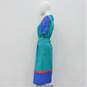 Vintage JC Penney Women's Teal Blue Color Block Red Trim Cotton Dress image number 4