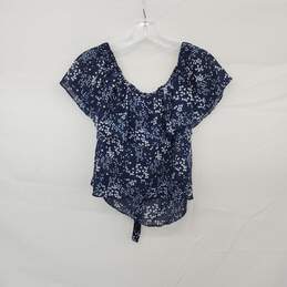 MICHAEL Michael Kors Blue Floral Patterned Sheer Blouse WM Size XS NWT alternative image