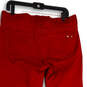Womens Red Stretch Regular Fit Flat Front Skinny Leg Ankle Pants Size 12 image number 4