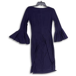 NWT Womens Blue Round Neck Long Bell Sleeve Maxi Dress Size 10 alternative image