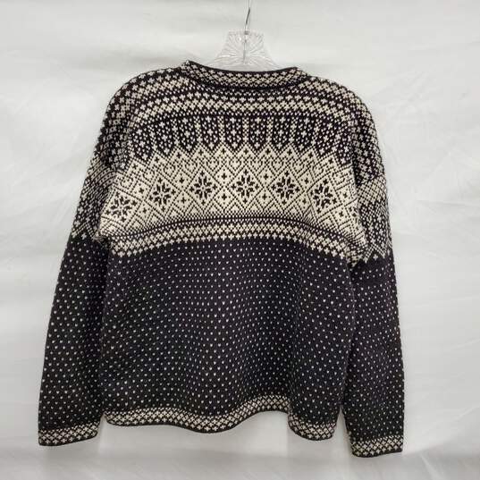 ALPACA Imports WM's Black & White Wool Winter Theme Crewneck Sweater Size SM image number 2