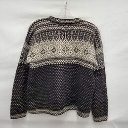 ALPACA Imports WM's Black & White Wool Winter Theme Crewneck Sweater Size SM alternative image