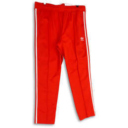 Mens Red Striped Elastic Waist Zip Pocket Pull-On Track Pants Size XL