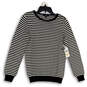 NWT Womens Black White Striped Shoulder Button Pullover Sweater Size Small image number 1