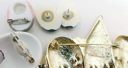 Fancy Faces & Vintage Porcelain Painted Drama Mask Pendant Necklace Post Earrings & Clown & Mime Enamel & Glitter Brooches 59g alternative image