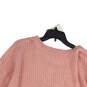 NWT Womens Pink Knitted Long Sleeve V-Neck Cropped Pullover Sweater Size L image number 4