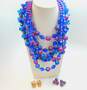 VNTG Purple Blue Iridescent & Gold Tone Clip-On Earrings & Necklaces 211.7g image number 1