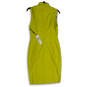 NWT Womens Yellow Sleeveless Keyhole Neck Back Zip Bodycon Dress Size 4 image number 2