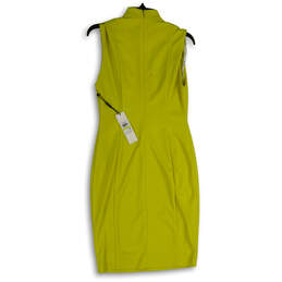 NWT Womens Yellow Sleeveless Keyhole Neck Back Zip Bodycon Dress Size 4 alternative image