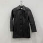 Womens Black Leather Long Sleeve Button Front Quilted Jacket Size Small image number 1