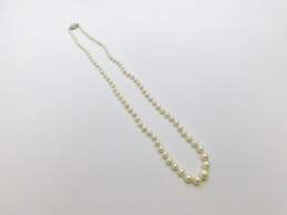 Vintage 14K White Gold Clasp Graduated Faux Pearls Necklace 13.9g
