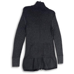 Womens Gray Long Sleeve Pockets Mock Neck Full-Zip Cardigan Sweater Size L alternative image