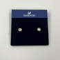 Designer Swarovski Gold-Tone Rectangle Crystal Cut Stone Stud Earrings image number 1
