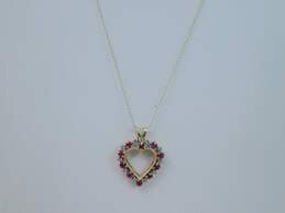 10K Yellow Ruby & Diamond Accent Heart Pendant Necklace 2.7g