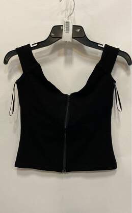 S/W/F Womens Black Sleeveless Full-Zip Cropped Blouse Top Size Small