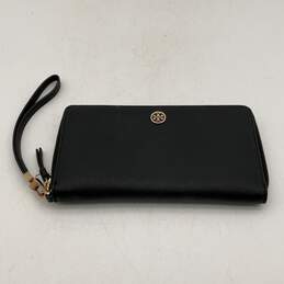 Tory Burch Womens Black Leather Credit Card Holder Wristlet Wallet
