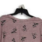 Womens Pink Printed Round Neck Long Sleeve Pullover Sweater Size Large image number 4