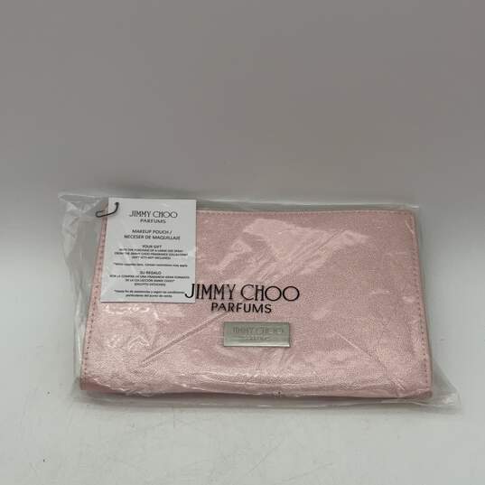 NWT Jimmy Choo Womens Pink Sparkle Zipper Classic Makeup Pouch image number 1