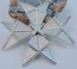 Vintage Crown Trifari Brushed Silver Tone Geometric Cross X Star Brooch 30.3g image number 1
