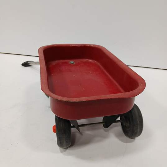 Vintage Red Metal Wagon with Handle image number 6