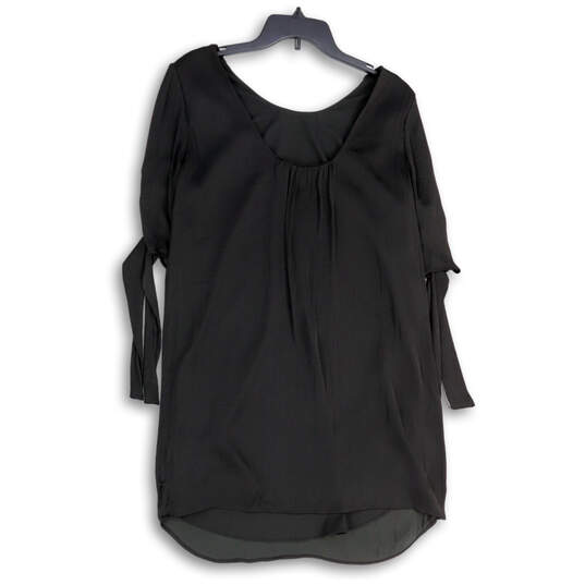 Womens Black Short Sleeve Scoop Neck Pullover Blouse Top Size Medium image number 1