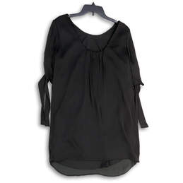 Womens Black Short Sleeve Scoop Neck Pullover Blouse Top Size Medium