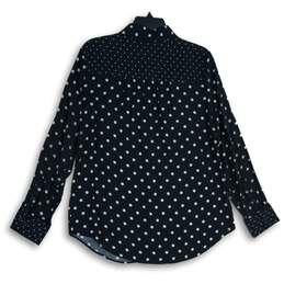 Chico's Women's Black White Polka Dot Spread Collar Button-Up Shirt Size 8/10 alternative image