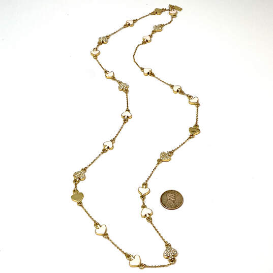 Designer Kate Spade Gold-Tone Rhinestone Betel Leaf Station Necklace image number 2
