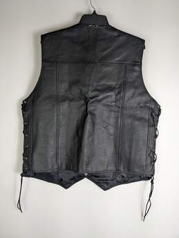 Alpha Cycle Gear Men Black Leather Vest XL NWT alternative image
