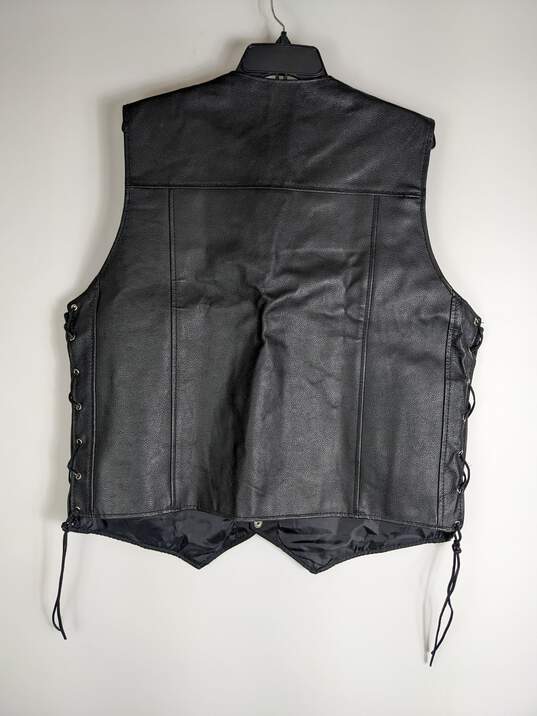 Alpha Cycle Gear Men Black Leather Vest XL NWT image number 2