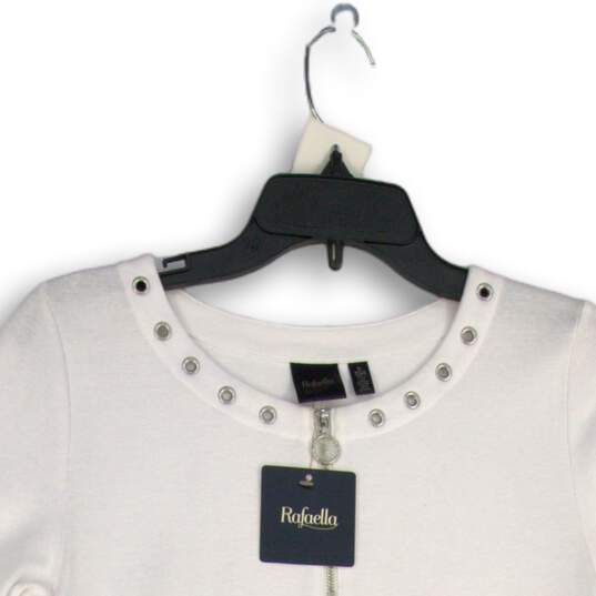 NWT Rafaella Womens White Quarter Zip Short Sleeve Blouse Top Size Small image number 3