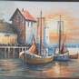 Max Savy- Oil on Canvas - Sunset Harbor Seascape Painting image number 8