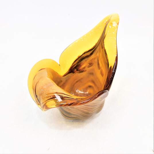 Murano Art Glass Large Amber Bowl Dish Home Decor image number 6