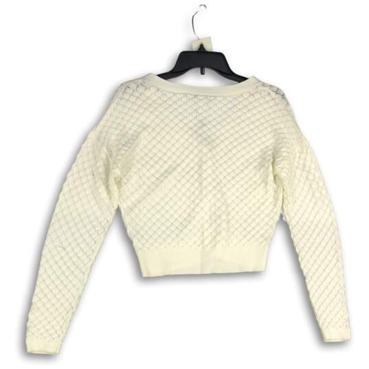NWT White House Black Market Womens White Long Sleeve Cardigan Sweater Size S image number 2