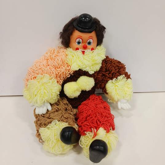 Vintage Rubber Face Crochet Clown Doll image number 1