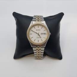 Seiko 36mm Case Solar Men's Stainless Steel 2-tone quartz watch alternative image