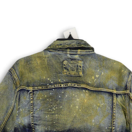 NWT Mens Gold Blue Denim Long Sleeve Button Front Jacket Size Medium image number 4