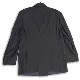Mens Black Blue Striped Long Sleeve Peak Lapel Double Breasted Blazer Sz 44 alternative image