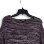 Womens Purple Knitted Space Dye Long Sleeve Side Slit Pullover Sweater Sz M image number 3